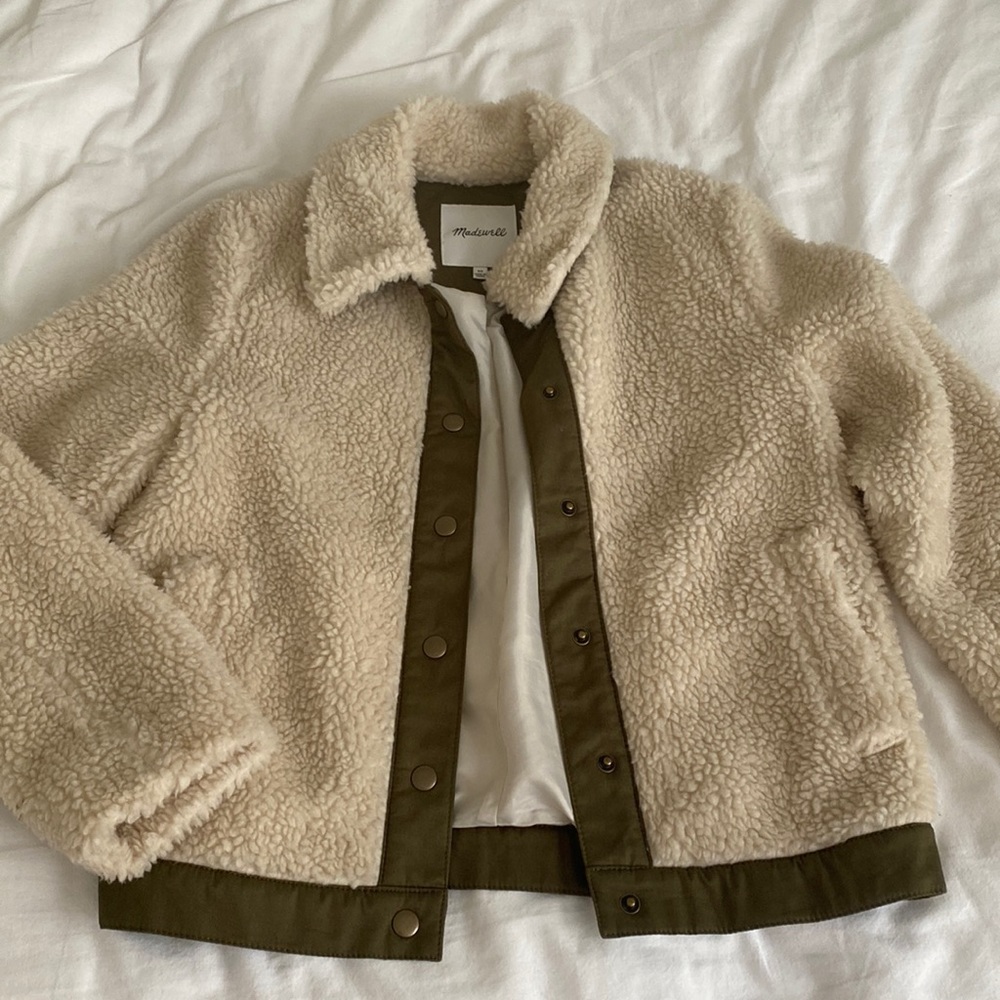 Madewell Sherpa Portland Jacket Size XS Cream (AD572)